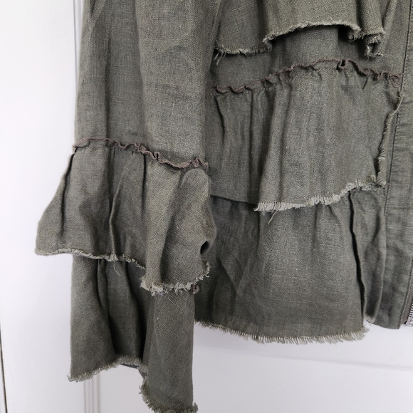 Linen Ruffle Jacket 100% Linen INC XL - Picture 6 of 6